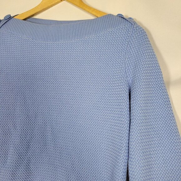 Talbots Women's Basket Weave Nautical Anchor Buttons Boat Neck Sweater Size M - Picture 4 of 14